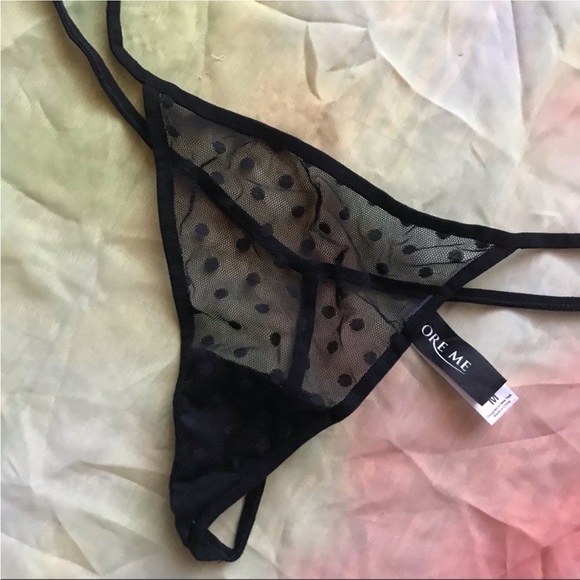 Polka Dot Mesh Lingerie Black Red 2X - Picture 7 of 16